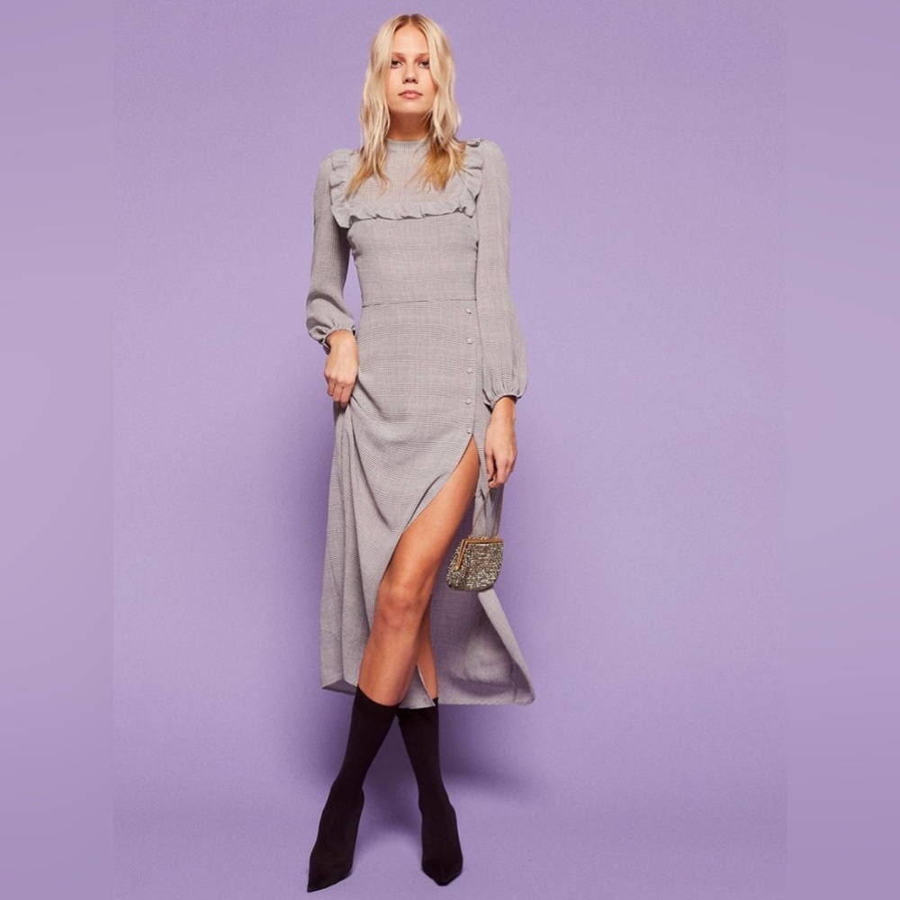 Reformation Gillian maxi dress grey plaid
